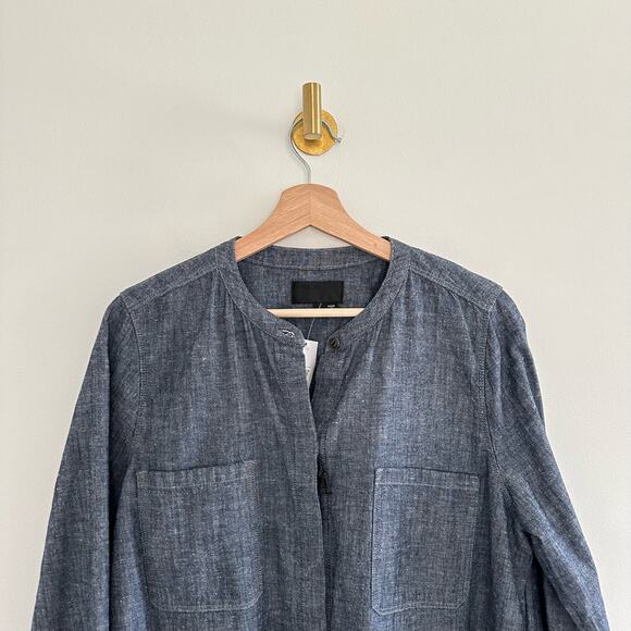 NWT Vince Patch Pocket Chambray Button Front Long Sleeve Shirt Blue Rinse M - Picture 5 of 13